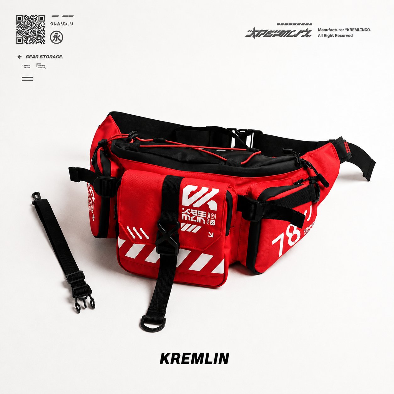 Kremlin Cyrax Waistbag Double Strap Sling Bag - Red