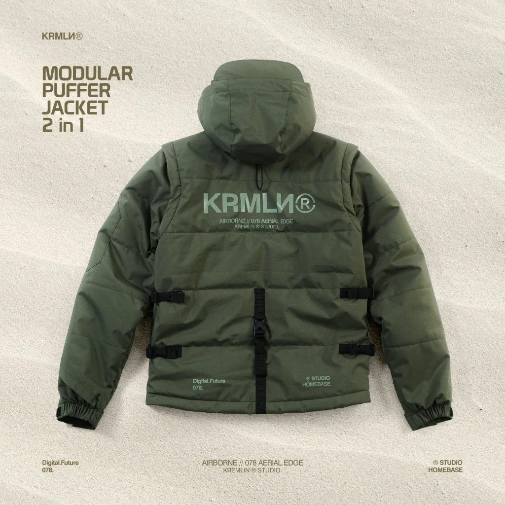 Kremlin Modular Airborne - Puffer Jacket Vest 2 In 1 - Army Green image 2