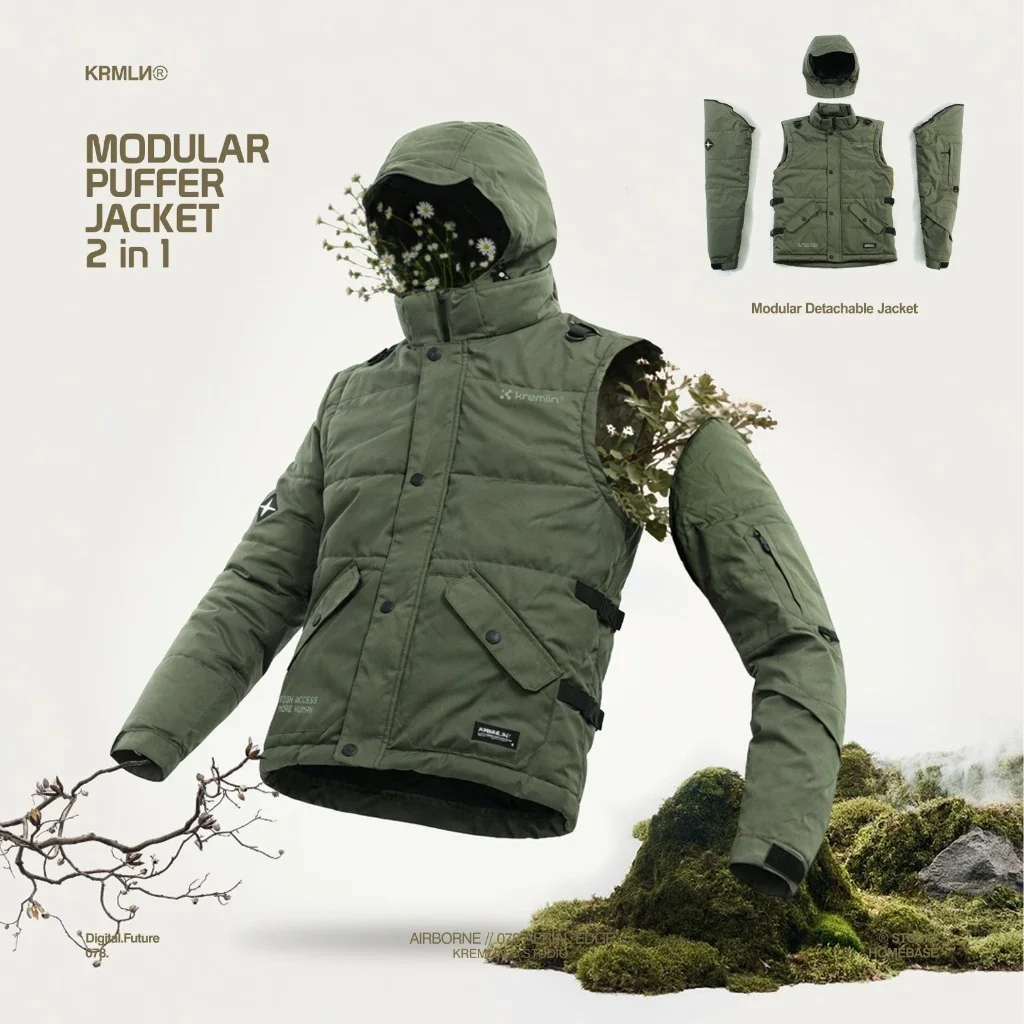 Kremlin Modular Airborne - Puffer Jacket Vest 2 In 1 - Army Green image 3