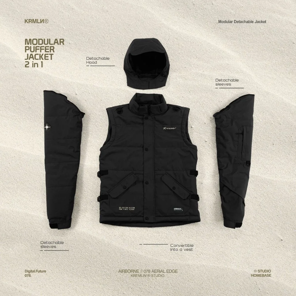 Kremlin Airborne - Modular Puffer Jacket Vest 2 In 1 Black image 2