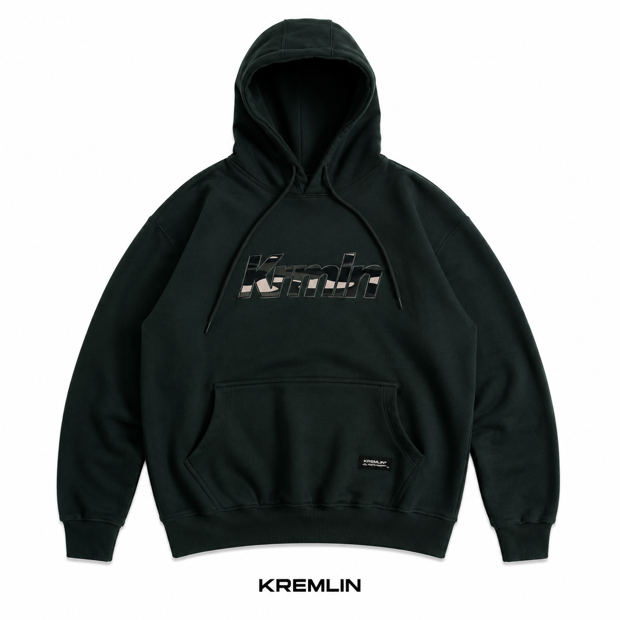 KREMLIN CAMOUF - Embroidered Typo Graphic Hoodie Pullover