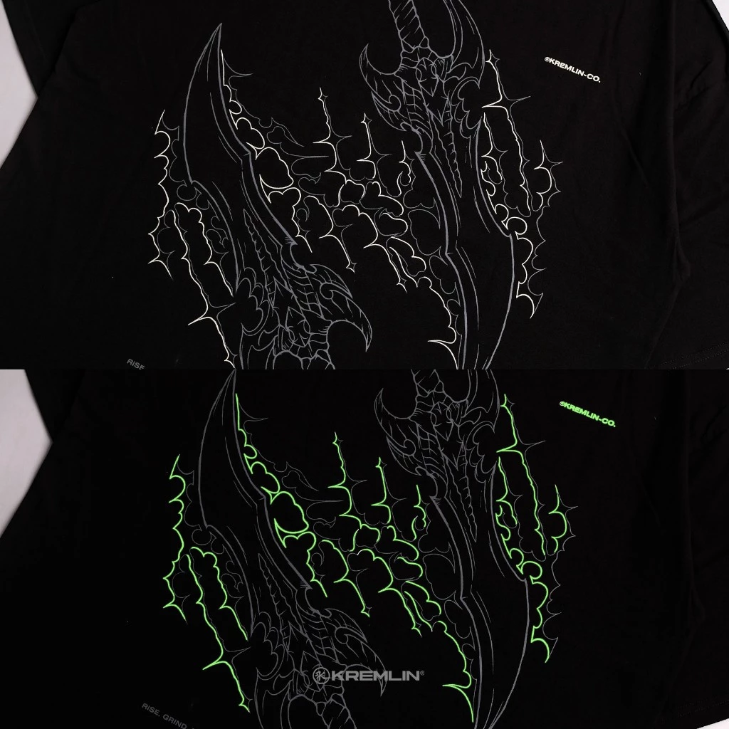 KREMLIN T-Shirt BOXY OS Fit Glow in the Dark Black - RISE image 4