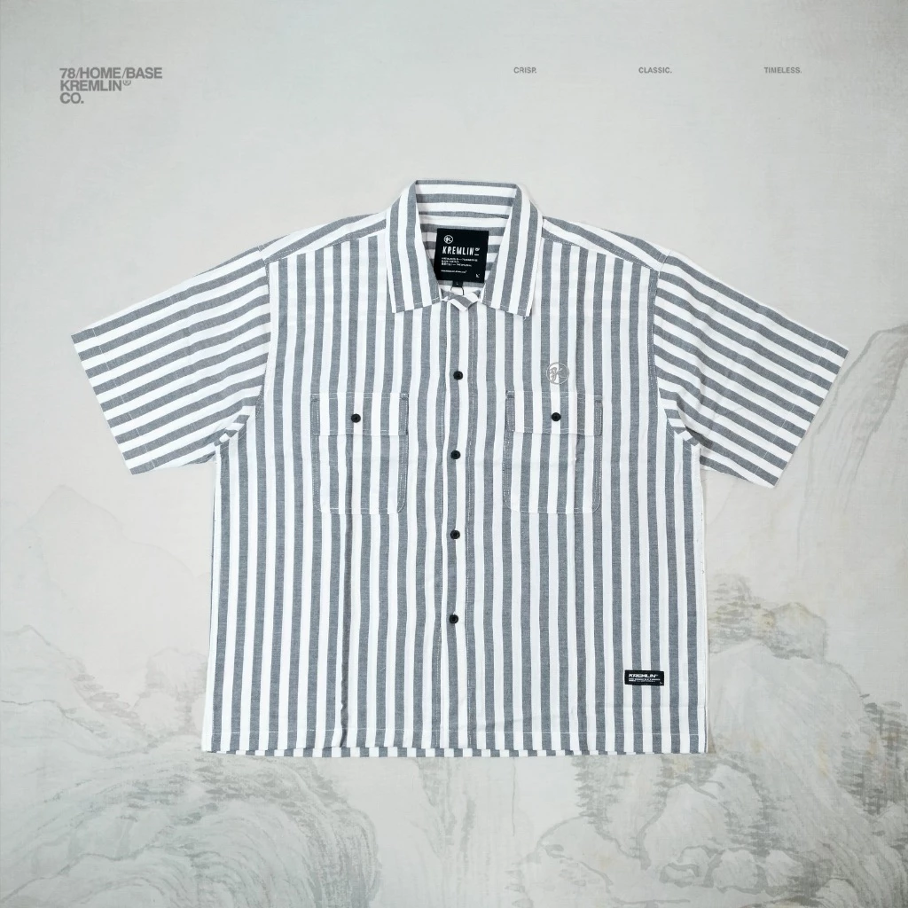 KREMLIN Grey Pinstripe Boxy Oversized Shirt - Iguro image 2