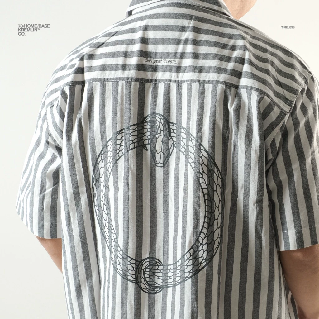 KREMLIN Grey Pinstripe Boxy Oversized Shirt - Iguro image 4