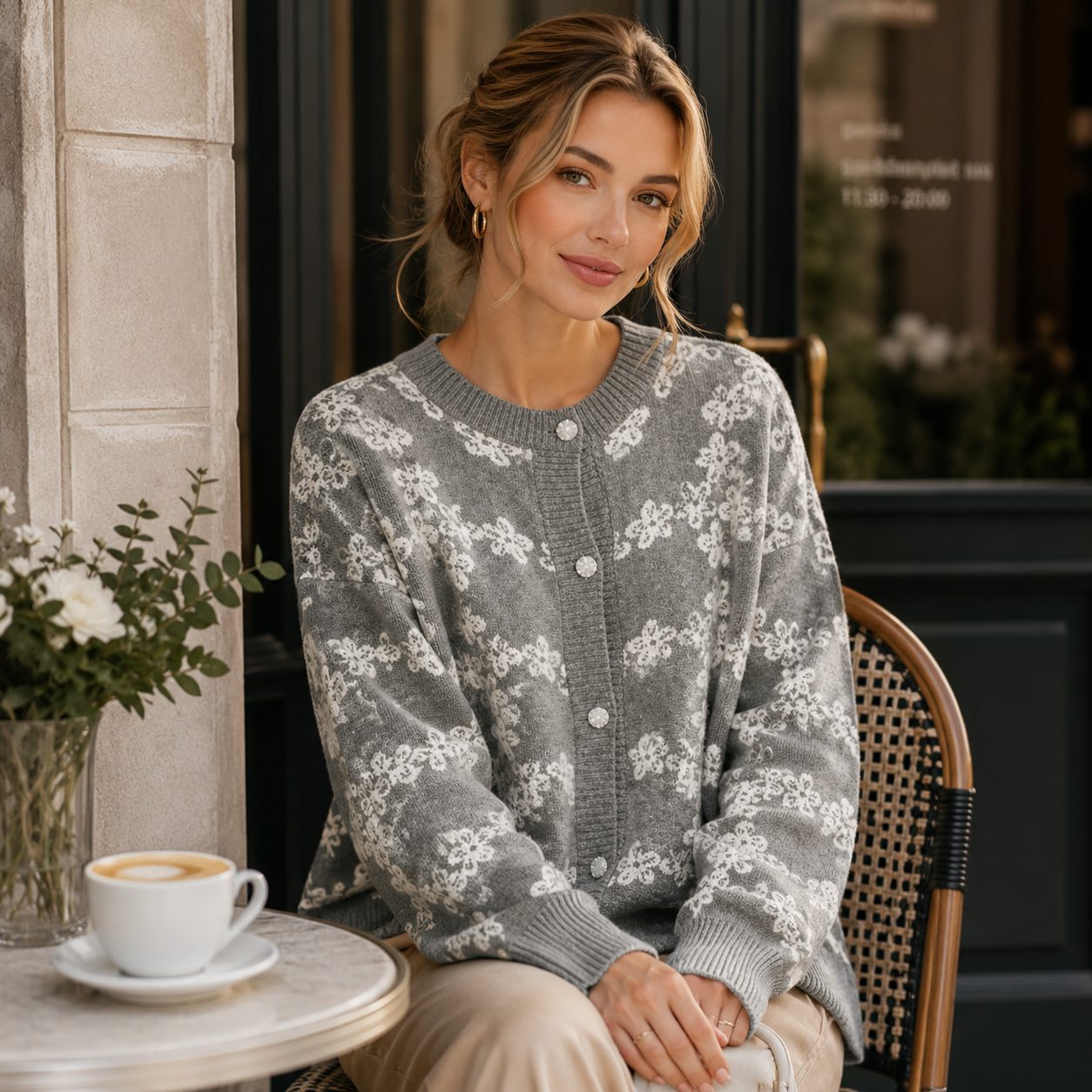 Premium Women’s Thick Knit Cardigan | Elegant Korean Style Sweater | Soft Cozy Button-Up Cardigan image 5