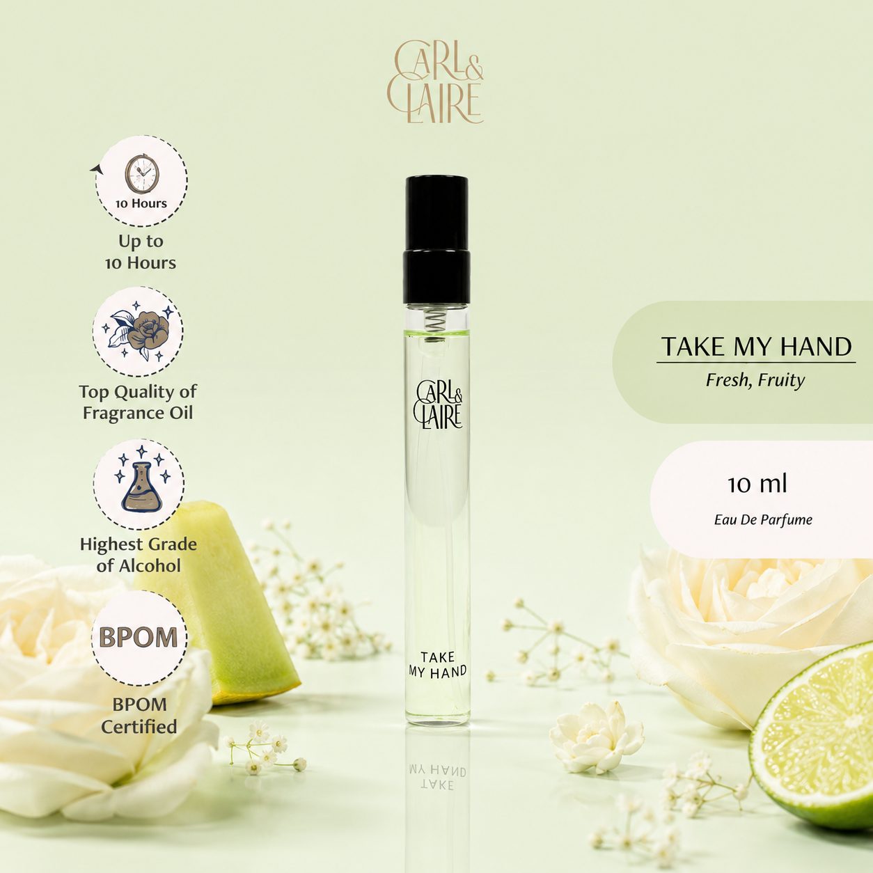 Carl & Claire Original Fresh Fruity Melon Parfum - Take my Hand EDP Travel Size 10ml image 2