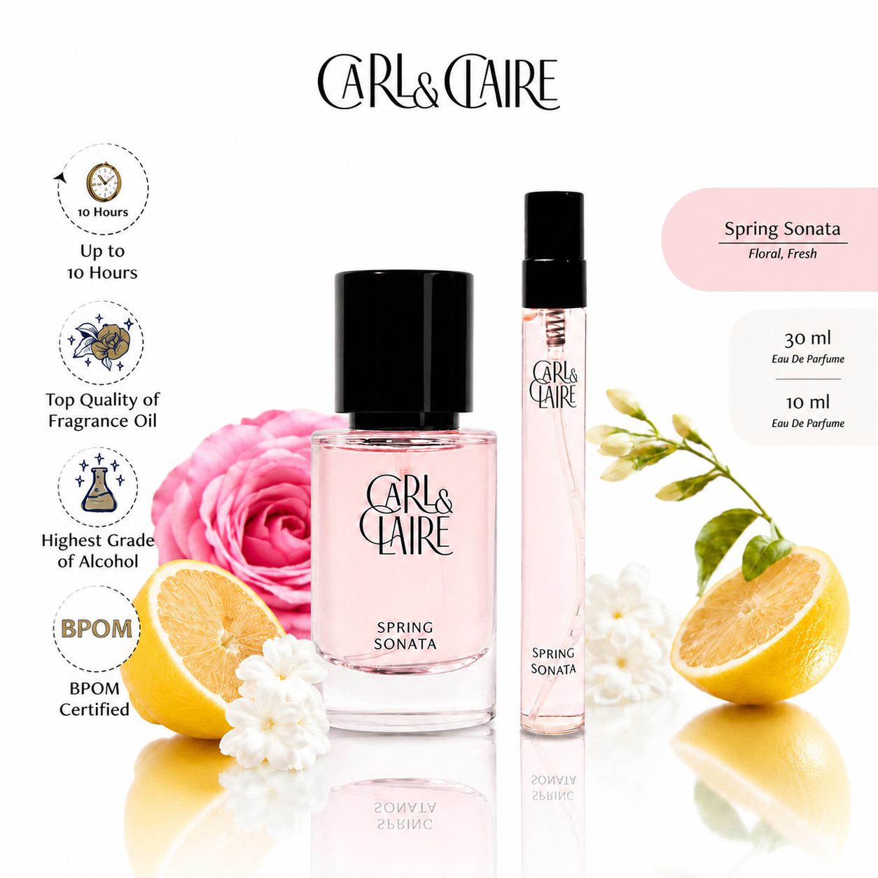 Carl & Claire Original Floral Rose Women's Eau De Perfume - SPRING SONATA 10ml & 30ml