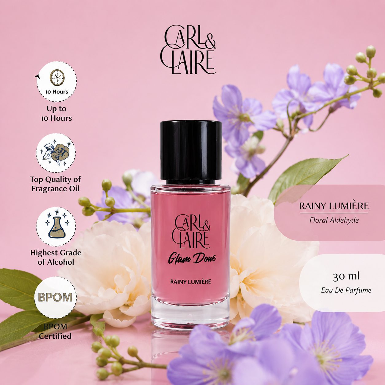 Carl & Claire with Glam Dewi Parfum Floral Vintage Original EDP - RAINY LUMIÈRE30ml image 2