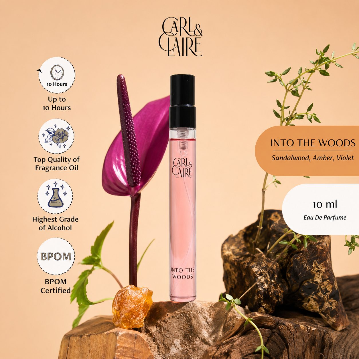 Carl & Claire Spicy Unisex Sandalwood Perfume - Into the Woods EDP Travel Size 10ml image 2