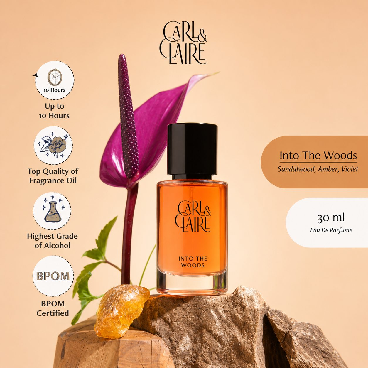 Carl & Claire Spicy Unisex Sandalwood Perfume - Into the Woods EDP 10ml & 30ml image 2