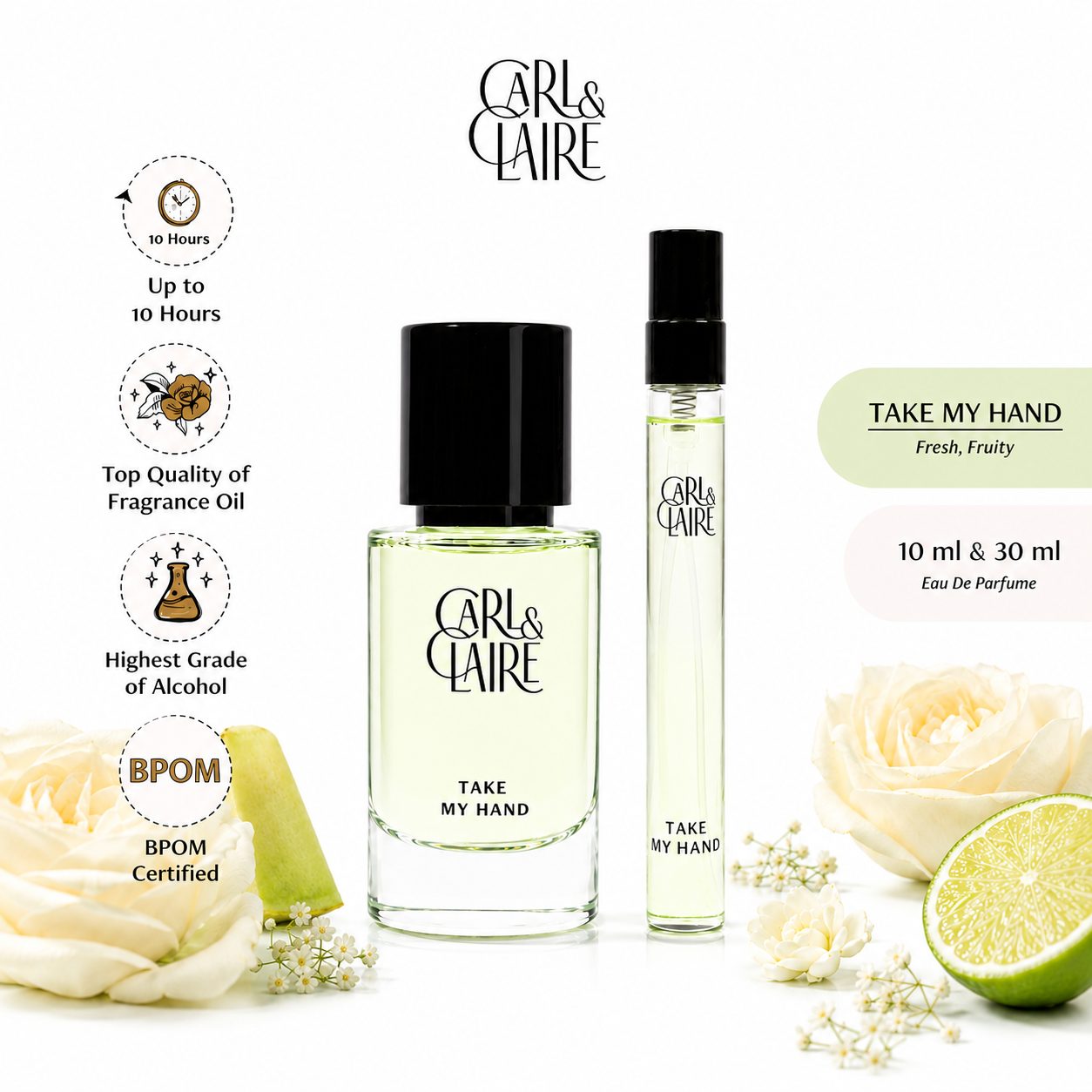 Carl & Claire Original Fresh Fruity Melon Parfum - Take my Hand EDP 10ml & 30ml