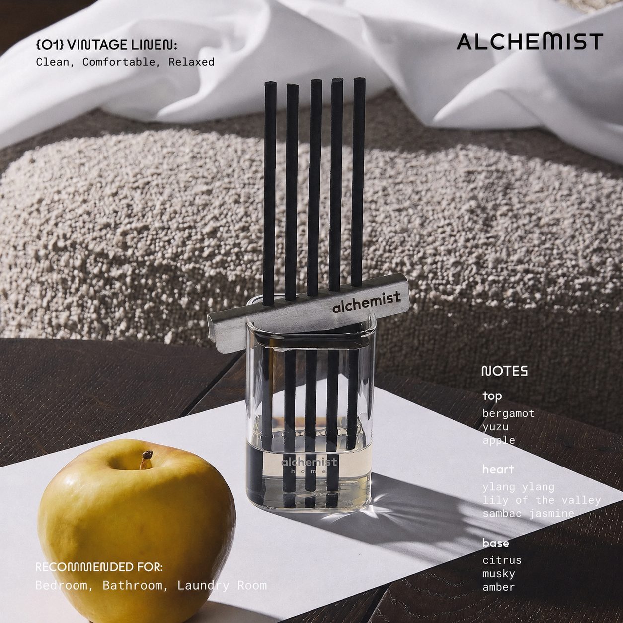 Alchemist Home Reed Diffuser Full Set - Vintage Linen 200ml image 2